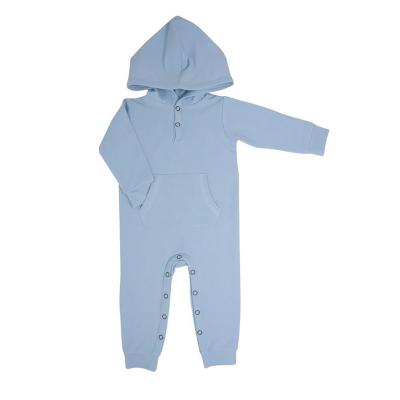 China Cozy baby clothes baby 2023 button kangaroo pocket baby romper eco-friendly organic bamboo hooded newborn onesie sustainable baby romper for sale