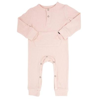 China Cozy Baby Clothes Spring Autumn Wear Toddler Jumpsuits Cotton Bamboo One Piece Clothes Pocket Button Long Sleeve Newborn Baby Romper for sale