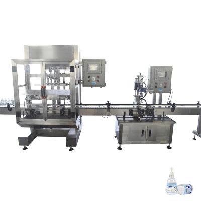 China Food Plastic Or Glass Spray Bottle 4 Nozzles Alcohol Filling And Capping Machine Line for sale