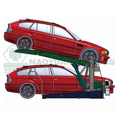 China Double Level Hydraulic Two Post Tilting Parking Car Lift 2000kgs for sale