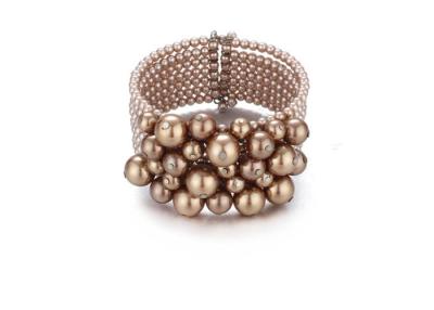 China Beautiful  Brown Costume Pearl Bracelets，Multi Size Elasticated Pearl Bracelets for sale