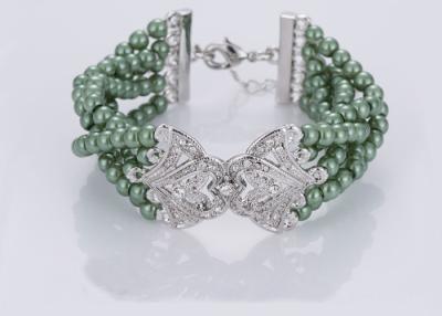 China Schmuck-Kostüm-Perlen-Armbänder der Damen-neuesten Mode mit Diamant-grüner Farbe zu verkaufen