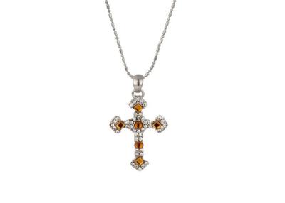 China Cross Pendant Costume Jewelry Necklaces , Silver And Diamond Statement Necklace for sale