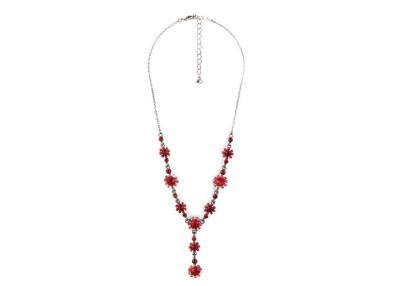 China Long Pendant Costume Jewelry Necklaces With Chain Extender Red Diamond Flower for sale