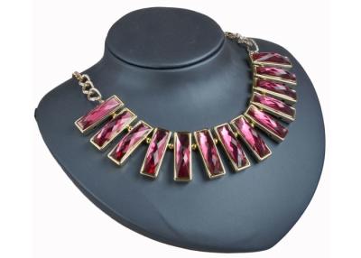 China Gold Pendant Costume Jewelry Collar Necklaces Red Rhinestone Chunky Chain for sale