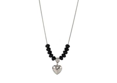 China Black And Gold Necklace Fashion Costume Jewelry With Floating Heart Pendant for sale