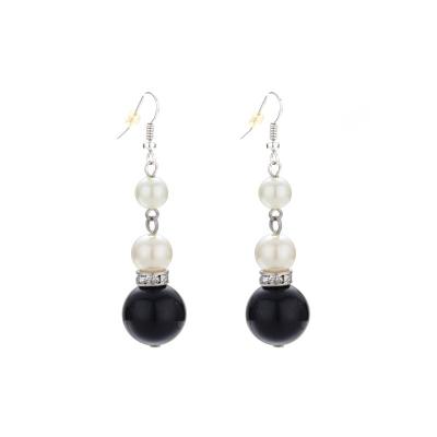 China Black And White Beaded Costume Pearl Earrings Designs For Womens / Girls for sale