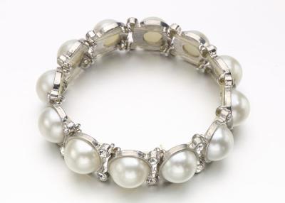 China Fashion Costume Pearl Bracelets , Ball Pearl And Diamond Bangle Charm Bracelet for sale