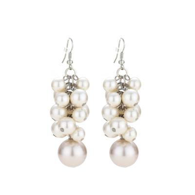 China Off White Long Peadant Costume Pearl Earrings , Big Fashion Pearl Earrings for sale