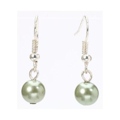 China Sterling Silver Hoop Costume Pearl Earrings , Artificial Green Color Pearl Earrings for sale