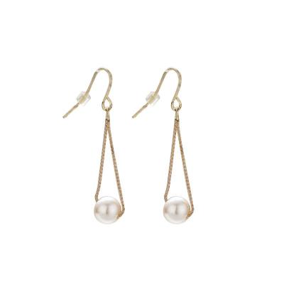 China Ladies Artificial Single Pearl Earrings Costume Jewellery Cream Suspended Hook for sale