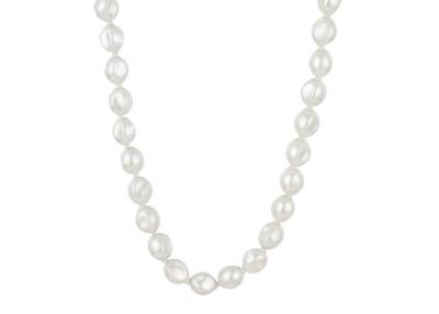 China White Baroque Style Simulated Pearl Necklace , Long Strand Pearl Necklace for sale