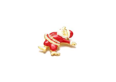 China Costume Jewelry Enamel Brooches And Pins , Red And Gold Christmas Brooches And Pins  for sale