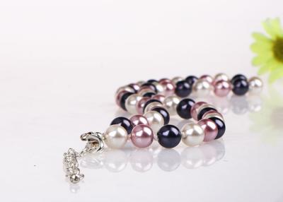 China Multi Colored Small Long Pearl Necklace With Chain Costume Jewelry Silver Plated for sale