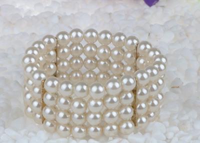 China Beautiful Four Strand Costume Pearl Bracelets , Adjustable Bangle Bracelets for sale