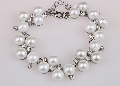 China White Diamond Costume Pearl Bracelets With Extender Chain Customized Size for sale