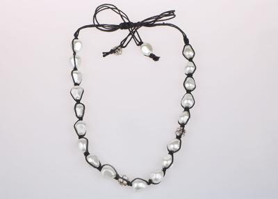 China Wedding Baroque Pearl Pendant Necklace With Diamonds And Black String for sale