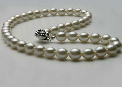 China Cream Large Baroque Rice Pearl Necklace Costume Jewellery Single Strand for sale