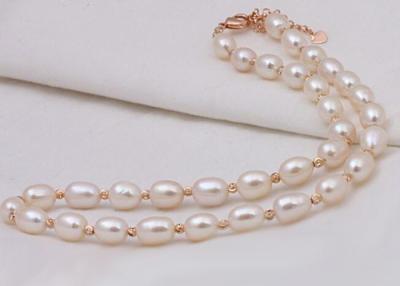 China 16 Inch Blush Pink Faux Rice Pearl Necklace For Bridal / Bridesmaids Beautiful for sale