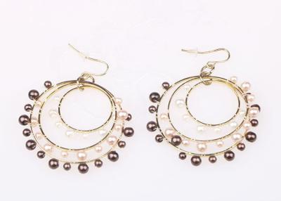 China Wedding Bridal Chandelier Artificial Pearl Earrings Double Hoop Costume Jewelry for sale