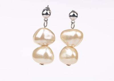 China 12mm Baroque Double Pearl Stud Earrings Jewelry , Wedding Silver And Pearl Earrings for sale