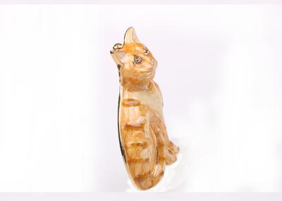 China Costume Fashion Jewelry Brooches And Pins , Yellow Color Cat Brooches And Pins for sale