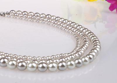 China Graduated Simple Costume Artificial Pearl Necklace Multi Strand White Color for sale