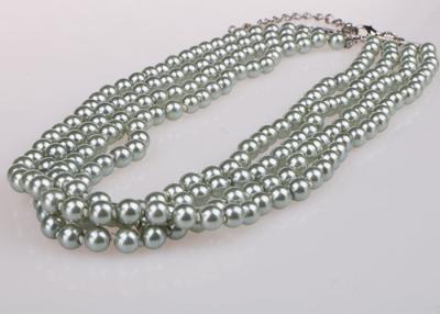 China Beautiful Four Strand Costume Pearl Necklace , Chunky Faux Pearl Necklace for sale