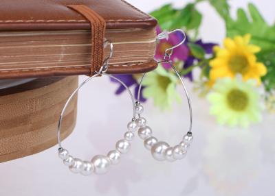 China Sterling Silver Costume Pearl Hoop Earrings , Women'S Fashion Jewelry Accessories for sale