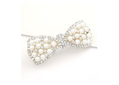 China Silver Pretty Faux Pearl Jeweled Hair Accessories For Short Hair Women for sale