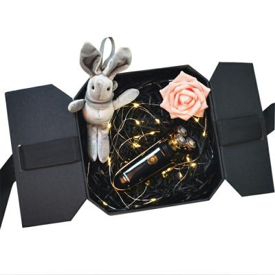 China Handmade Shape Double Side Octagonal Open Ribbon Closure Cosmetic Perfume Packaging Gift Paper Box for sale