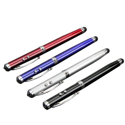 China office & School Pen 4 in 1 Metal Pens Multi-functions Advertising Led Touch Screen Stylus Metal Ballpoint Pens for sale