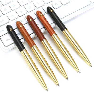 China Pen 13.88*1.08 cm Ebony Pens Business Gift Heavy Luxury Ballpoint Pen Logo Brass Copper Wood Office or School Pen for sale