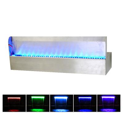 China 304 Stainless Steel Waterfall KOI Fish Pond Fountain 16 Blade RGB LED Color Changing Weir Remote For Sheer Descent for sale