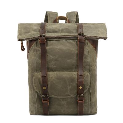 China Anti-theft Backpacks Leather Bag Custom Canvas Travel Backpack Men Vintage Laptop Rucksack Outdoor Rucksack Backpack for sale