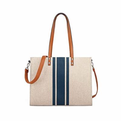 China Laptop Water Resistant Canvas Tote Bag For Women Fits 15.6 Inch Canvas Work Tote Bags Resistant Canvas Large Capacity Shoulder Bag for sale