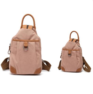 China Anti-theft Leather Backpack Canvas Canvas Backpack Custom Women's Vintage Small Backpack Travel Fashion Leather Women's Canvas Backpack Bag for sale