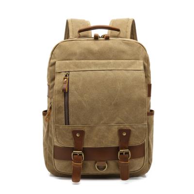 China 2021 custom made men's camping backpack anti theft backpack canvas travel rucksack raw leather outdoor anti-theft backpack for sale