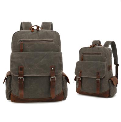 China Custom Canvas Men's Backpack Canvas Rucksack Laptop Backpack Anti Theft Vintage Anti-theft Outdoor Leather Backpack for sale