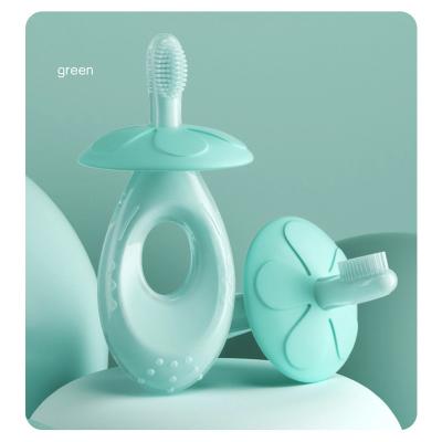 China Factory Supply Collapsible Food Grade Silicon Baby Super Soft 360 Toothbrush And Teether for sale