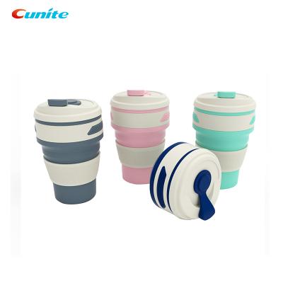 China Promotional Viable Collapsible Small Reusable Silicone Cunite Custom High Quality Coffee Mug With Lid for sale