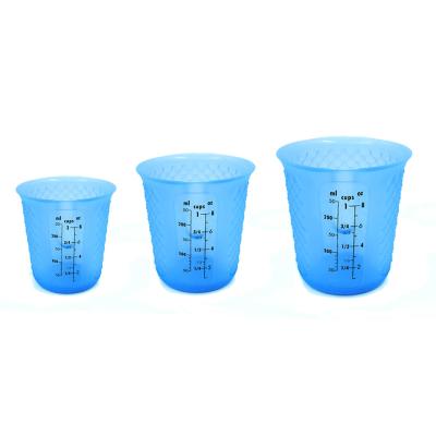 China Flexible Stackable Set of Viable Silicone Measuring Cups - Melt Stir Squeeze and Pour - BPA Free - Standard and Metric Measurement Markings for sale