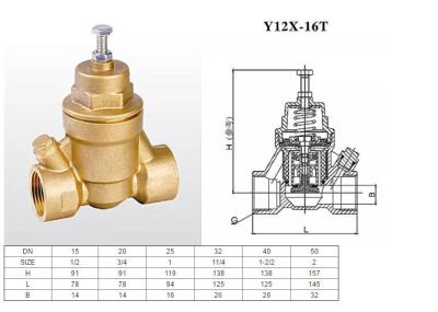 China Válvula manorreductora de cobre amarillo corrosiva anti, válvula del regulador de presión de agua de DN15 DN50 en venta