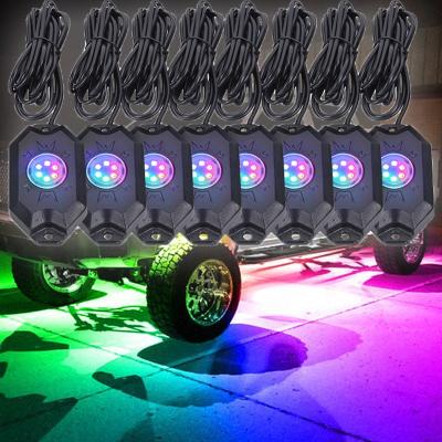 China RGB LED Rock Lights APP Music Lighting Chasing ATV 8 Pods 4 Pods LED Offroad Rock Light for sale