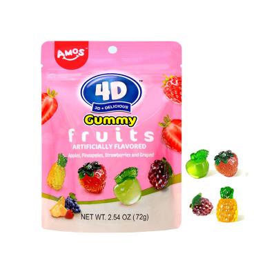 China AMOs 4D Natural Wholesale Colorful Candy 3d Gummy Fruit Shaped Gummies Maker With High Quality Fruit Juice Flavor for sale