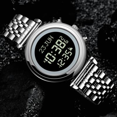 China AL-SAHAR Wrist Watch Women Lady Stylish Azan Alarm Watches Japan Movement Popular Fashion Fashion Waterproof Silver Case Athan Watches for sale