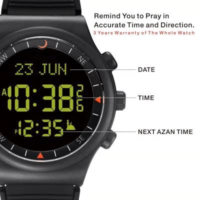 China 022 Leather Strap Watch Best Digital Alarm Prayer Travel Auto Azan Mosque Muslims Automatic Azan Mosque Muslim Popular Fashion Plastic Sports for sale