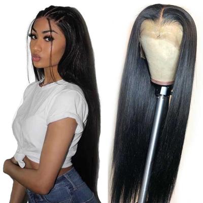 China Long Straight Natural Black Virgin Remi Front Lace Human Hair Wig From Newcomer Straight for sale