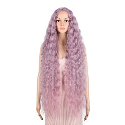 China Purple Lace Front Synthetic Wigs Gradient Hair Wigs High Temperature Fiber Synthetic Material Curly Wigs for sale