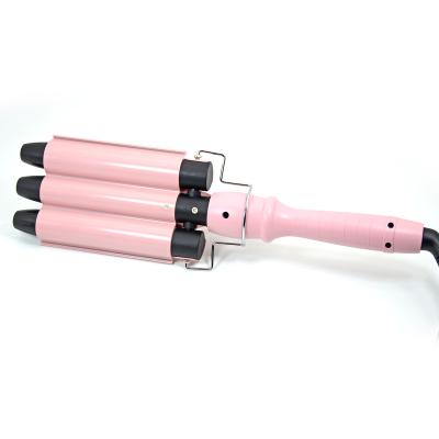 China Professional promotion home travel salon lcd ceramic body three barrel style 3 barrel hair curler curling iron electric wave for sale